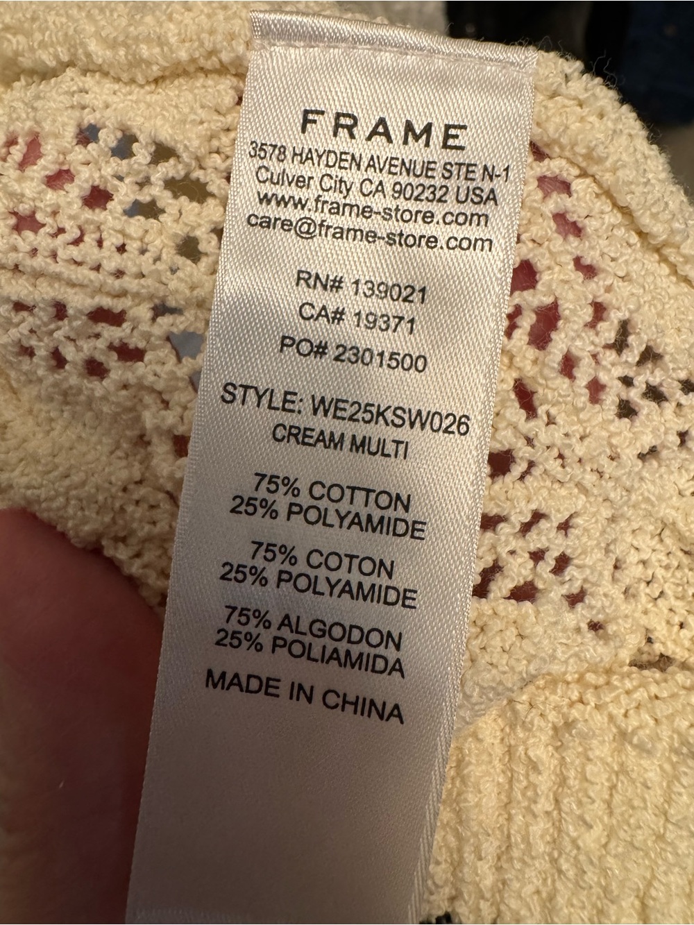 Frame Denim Cream Knit Cardigan with Navy Trim and Gold Buttons - Picture 7 of 8